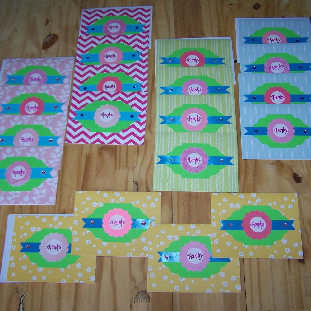 Set of 20 Handmade Thank You Cards